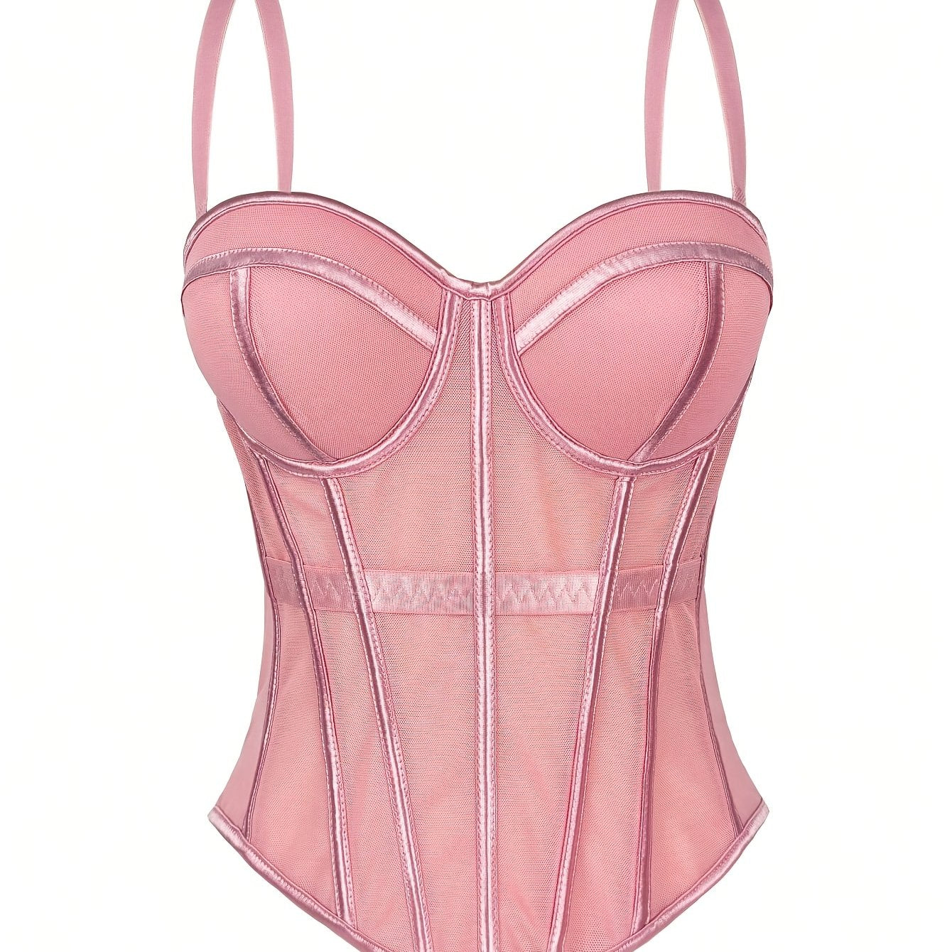Elegant Mesh See-Through Fishbone Corset, a Fitted Bodice for Outerwear, Stylish Tight Camisole Top, Stage Performance Strap Top, Women'S Clothing