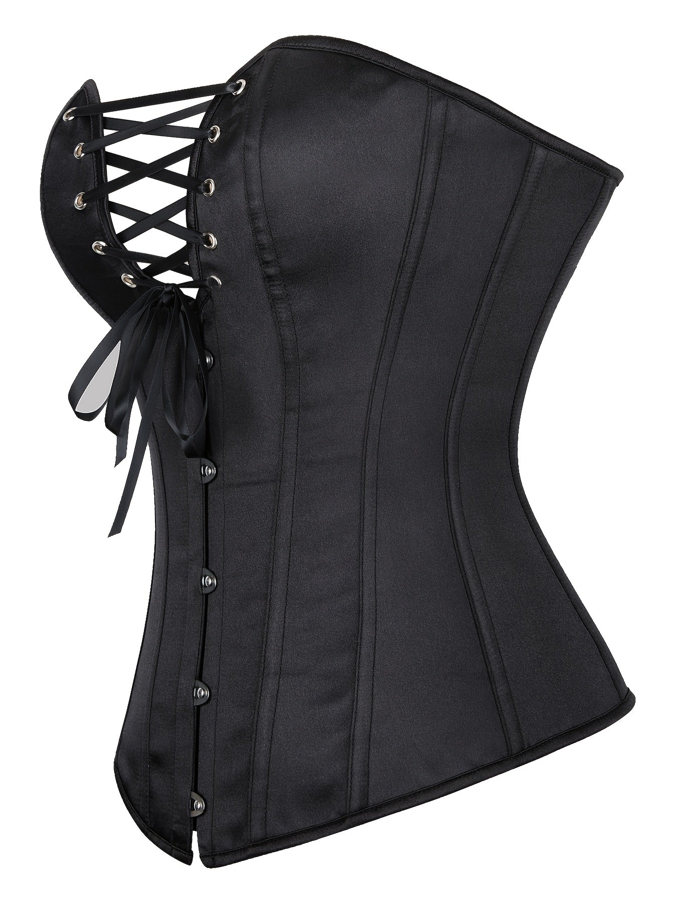 A Women's Strapless Elegant Satin Waist Cinched Tight Top, Classic Black High-end Back Tied Tight Corset, Stylish Design with a Cinched Waist and Beautiful Fit, Suitable for Party Outfits and Daily Wear