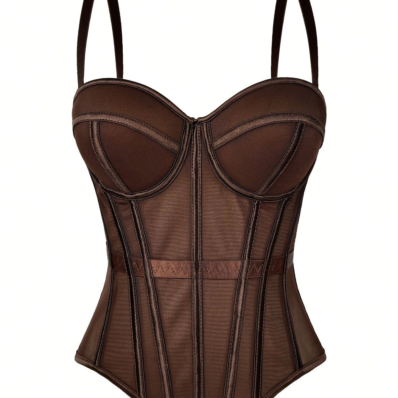Elegant Mesh See-Through Fishbone Corset, a Fitted Bodice for Outerwear, Stylish Tight Camisole Top, Stage Performance Strap Top, Women'S Clothing