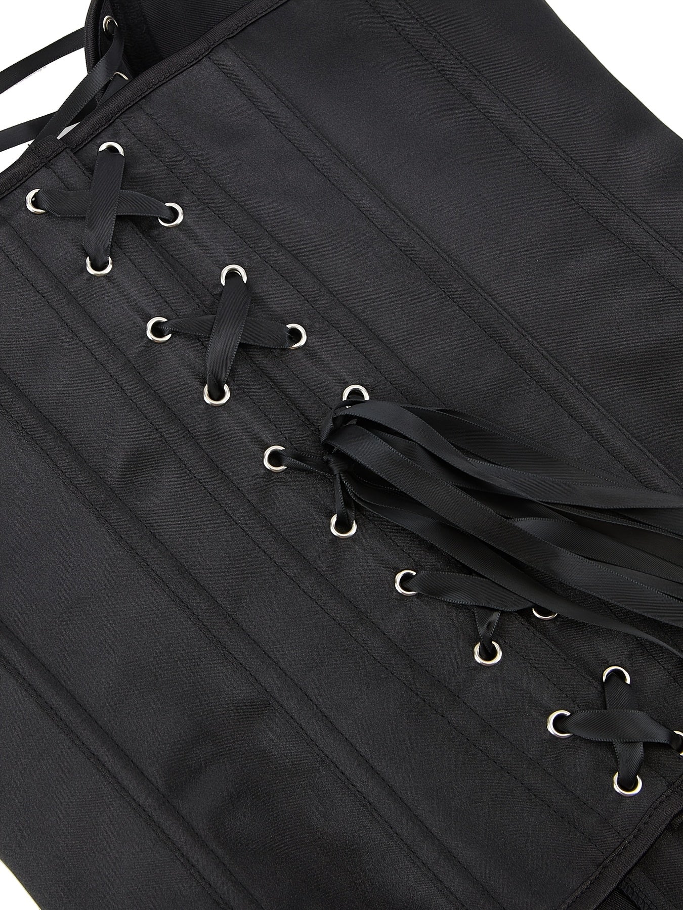 A Women's Strapless Elegant Satin Waist Cinched Tight Top, Classic Black High-end Back Tied Tight Corset, Stylish Design with a Cinched Waist and Beautiful Fit, Suitable for Party Outfits and Daily Wear
