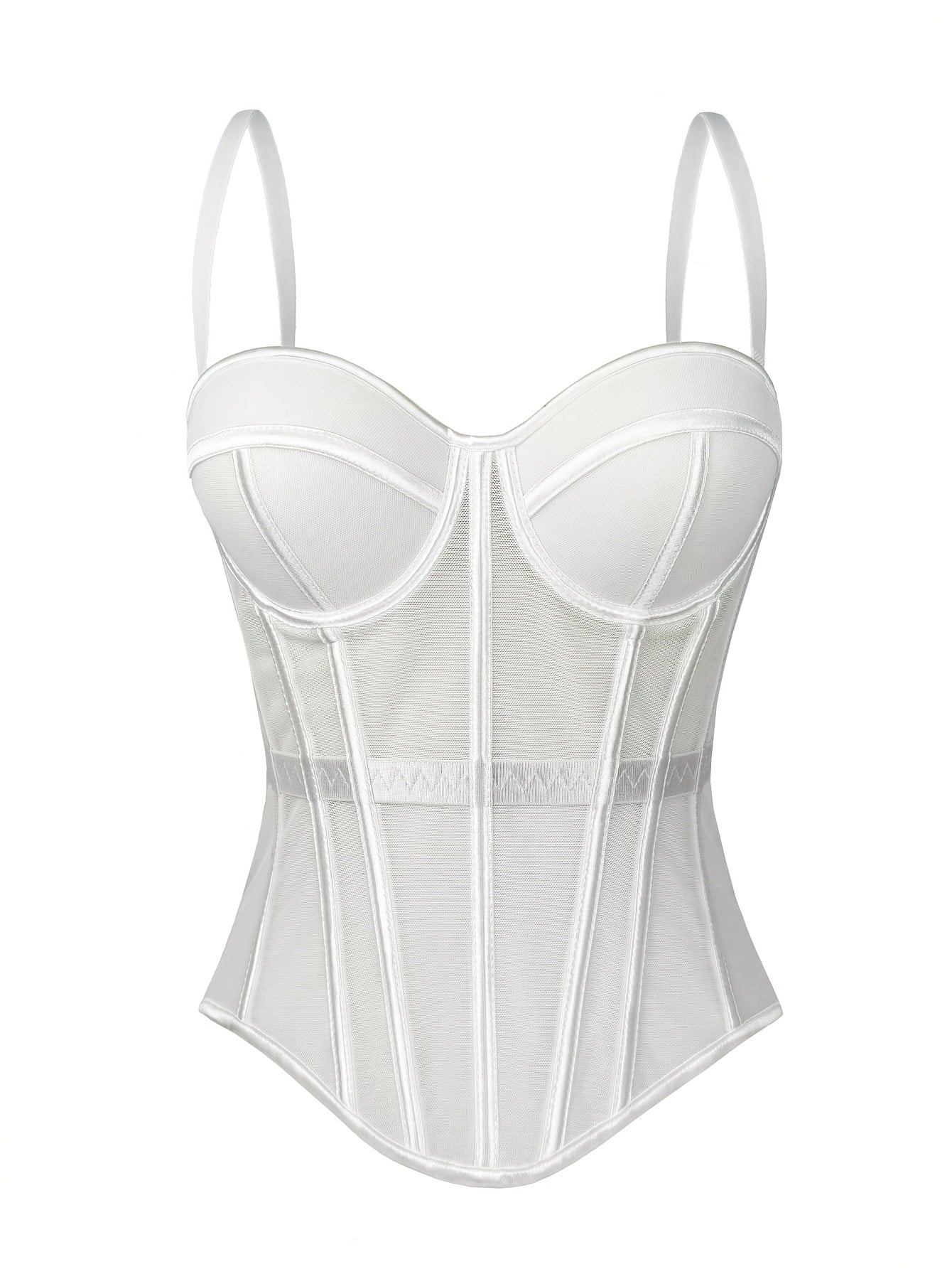 Elegant Mesh See-Through Fishbone Corset, a Fitted Bodice for Outerwear, Stylish Tight Camisole Top, Stage Performance Strap Top, Women'S Clothing