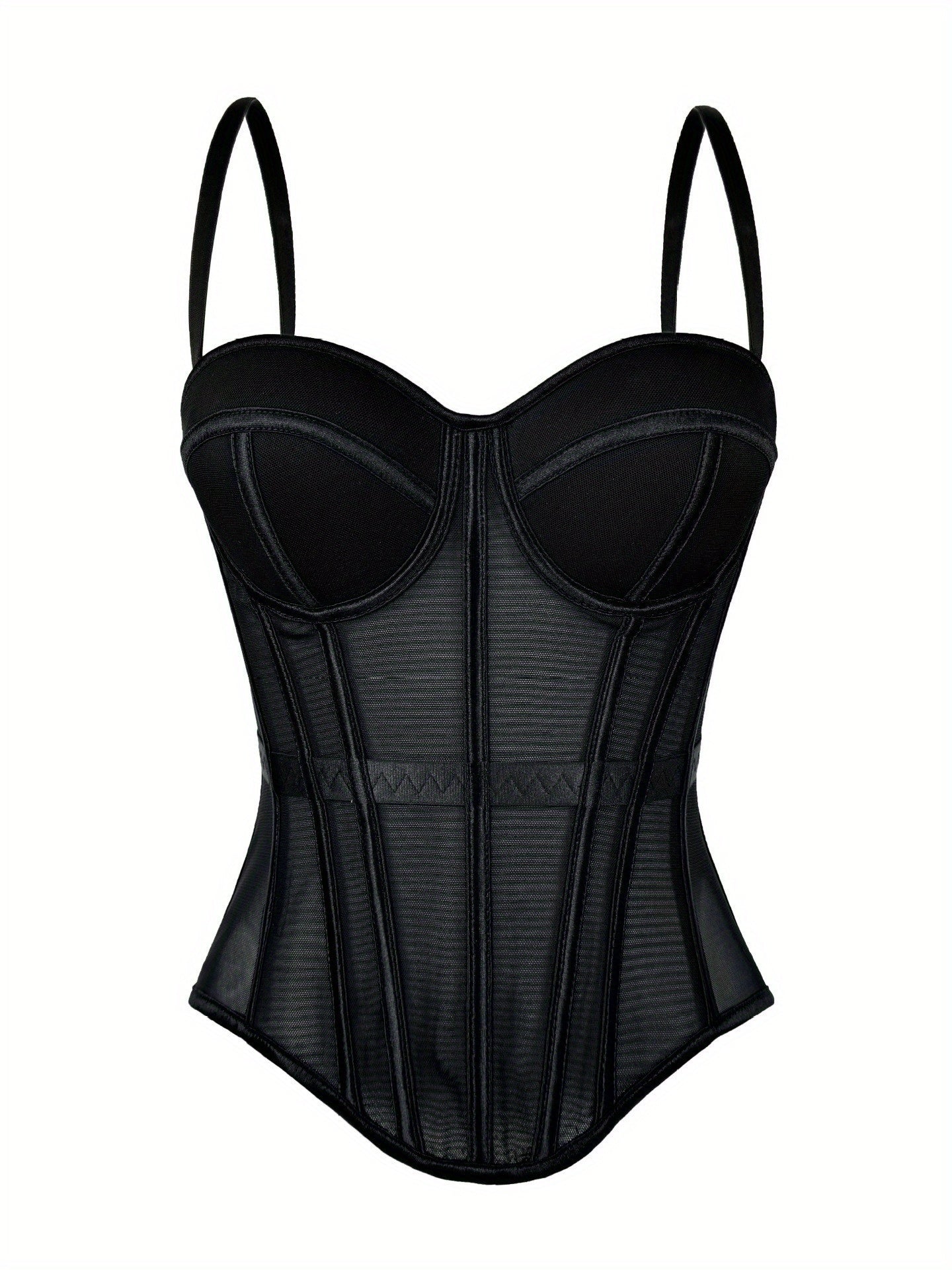Elegant Mesh See-Through Fishbone Corset, a Fitted Bodice for Outerwear, Stylish Tight Camisole Top, Stage Performance Strap Top, Women'S Clothing