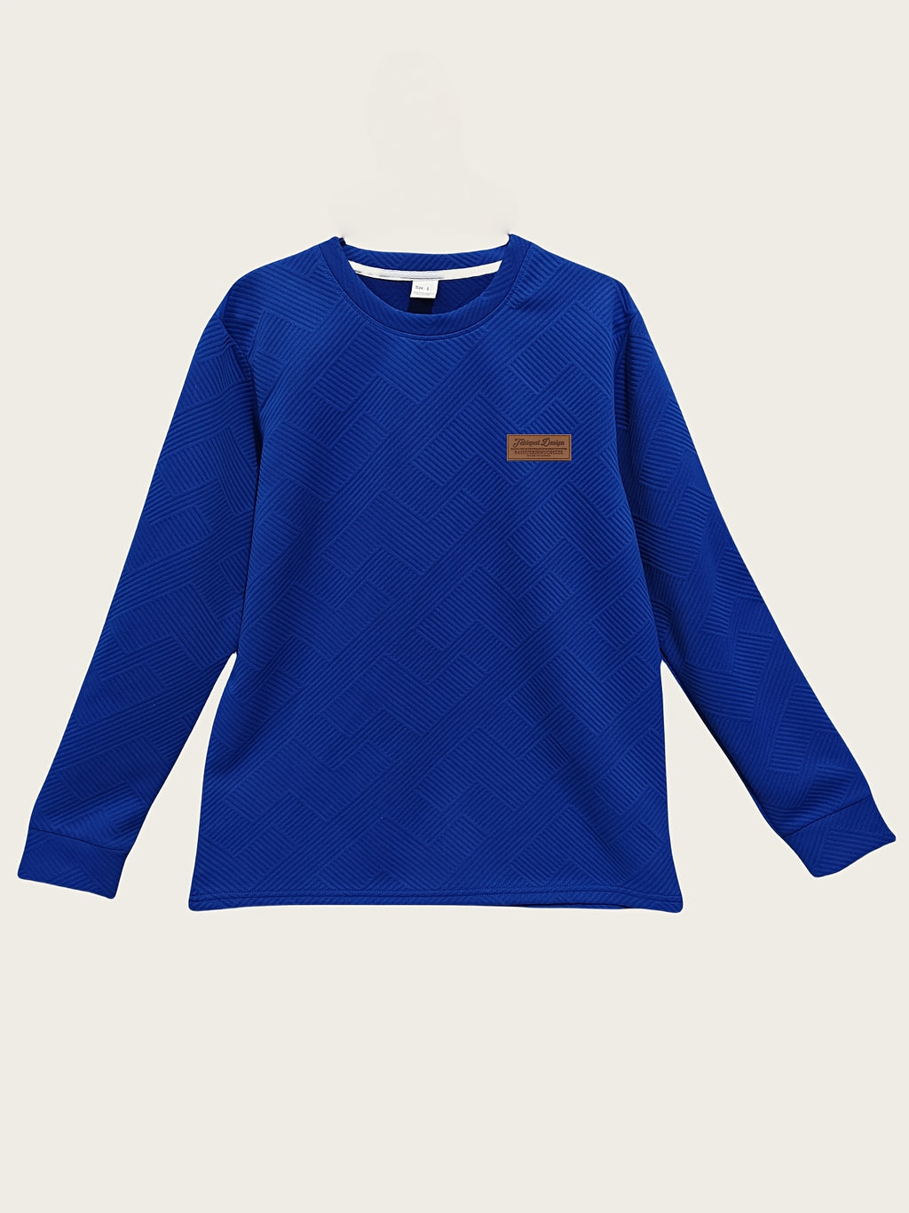 Valentine's Day Men's Gift, Men's Fashion Heavyweight Jacquard Crew Neck Long Sleeve Sweatshirt, Spring/Autumn Casual Comfortable Top for Daily Outings