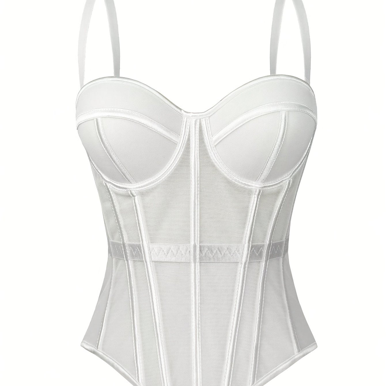 Elegant Mesh See-Through Fishbone Corset, a Fitted Bodice for Outerwear, Stylish Tight Camisole Top, Stage Performance Strap Top, Women'S Clothing