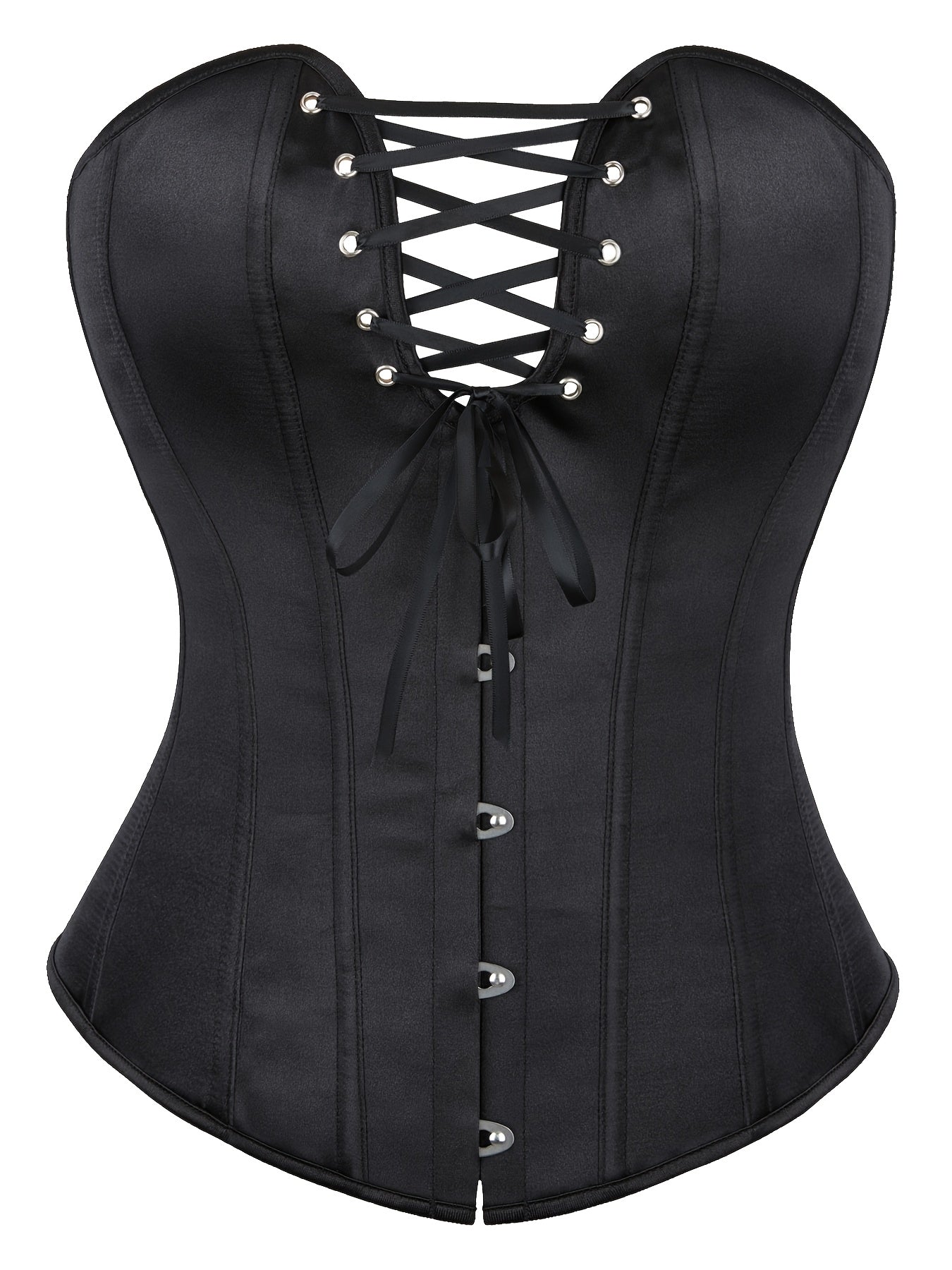 A Women's Strapless Elegant Satin Waist Cinched Tight Top, Classic Black High-end Back Tied Tight Corset, Stylish Design with a Cinched Waist and Beautiful Fit, Suitable for Party Outfits and Daily Wear