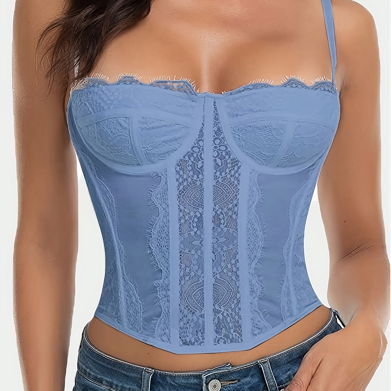 1pc Elegant Lace Corset Top for Women - Floral Pattern, Medium Support with Adjustable Buckle Straps, Perfect for Parties, Clubs & Special Occasions, Party Wear Top | Floral Lace Corset | Decorative Lace Corset