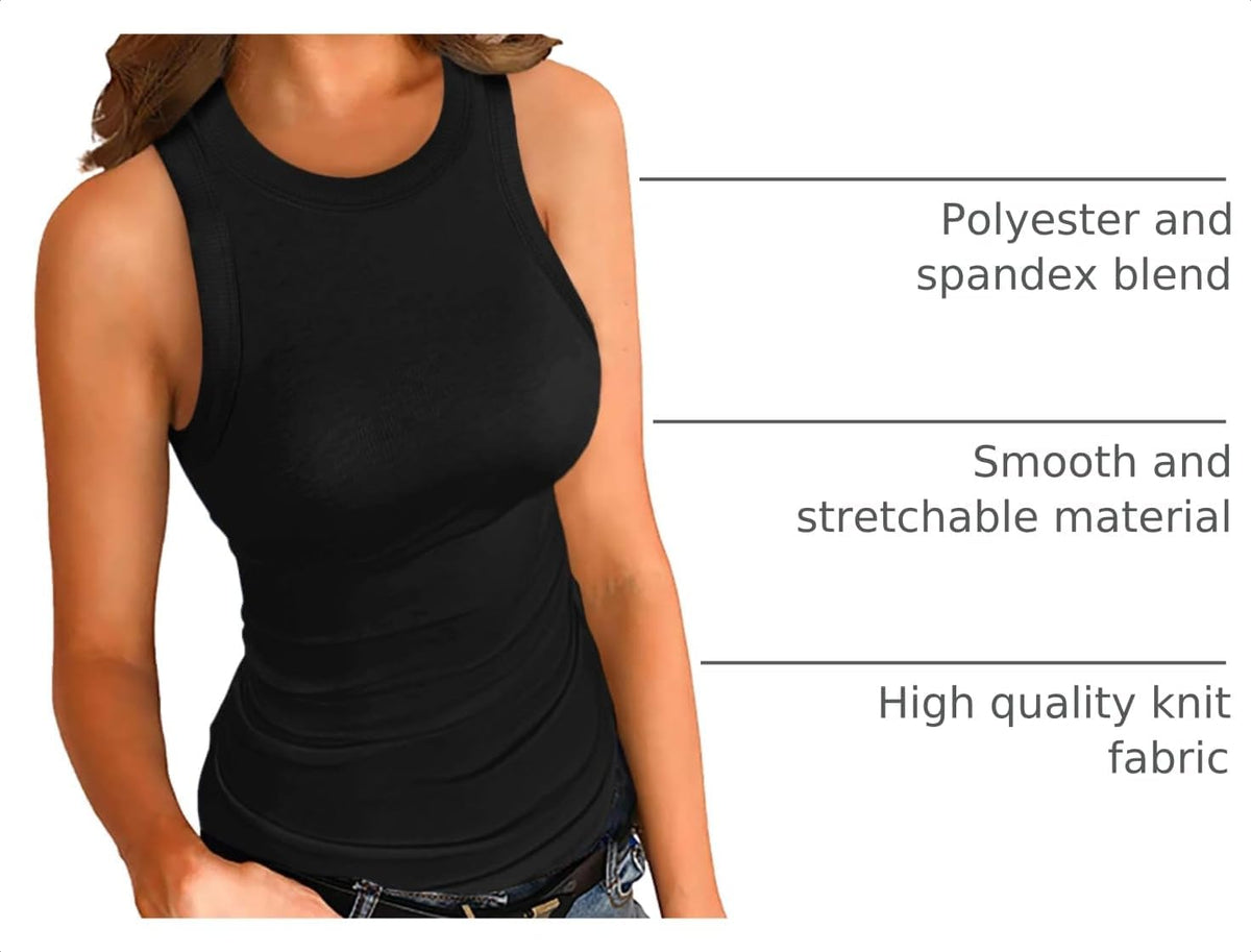 Women'S Slim Knit Sleeveless Racerback Casual Basic Ribbed Tank Tops Vest