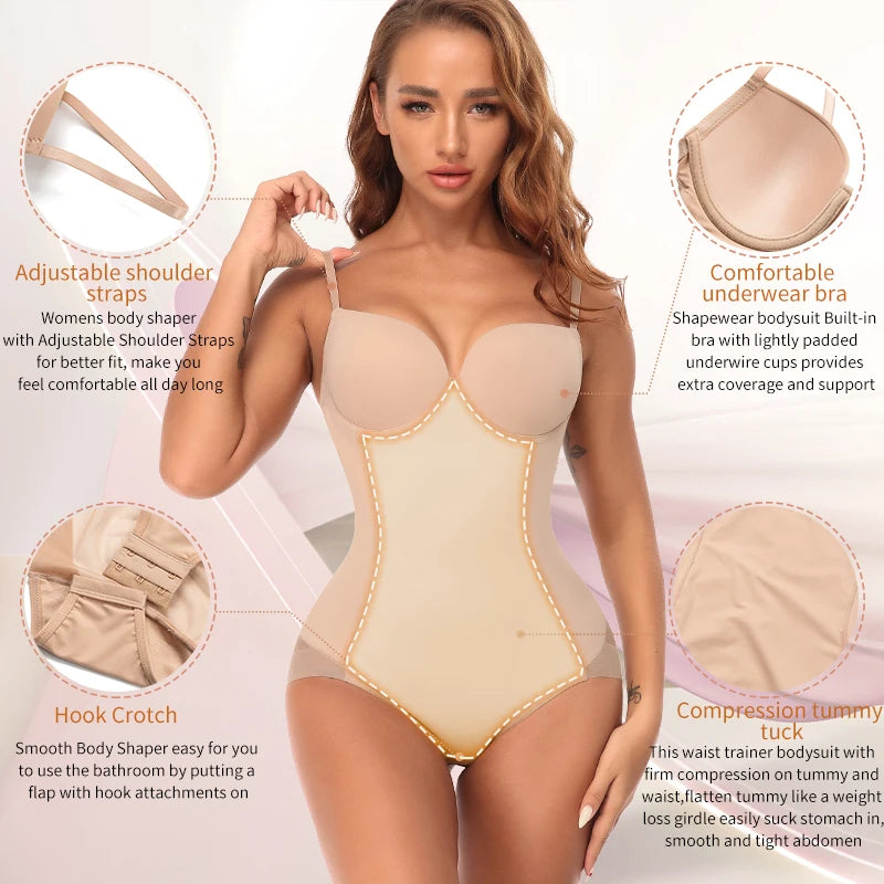 Women Slimming Bodysuits Shapewear Tops Tummy Control Invisible Body Shaper Waist Trainer Sexy Lingerie Underwear Jumpsuit by KATA - Tropical Star