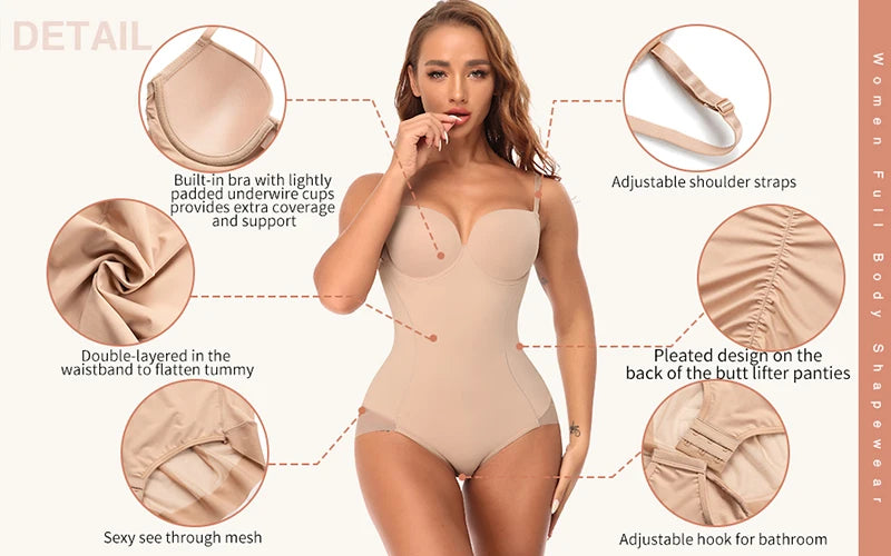 Women Slimming Bodysuits Shapewear Tops Tummy Control Invisible Body Shaper Waist Trainer Sexy Lingerie Underwear Jumpsuit