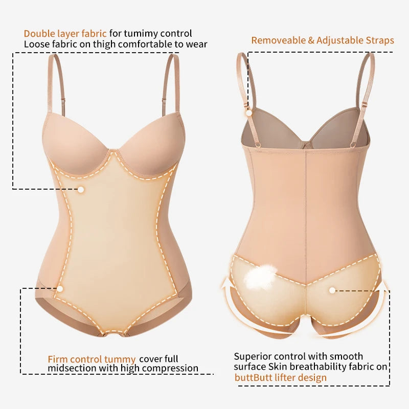 Women Slimming Bodysuits Shapewear Tops Tummy Control Invisible Body Shaper Waist Trainer Sexy Lingerie Underwear Jumpsuit by KATA - Tropical Star