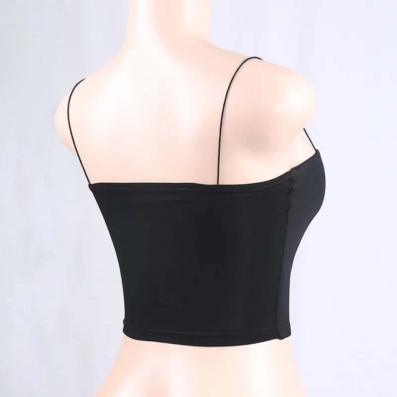 2022 New Fashion Women Spaghetti Strap Crop Top Sexy Bodycon Sleeveless Cami Tube Top Basic Plain Camisole