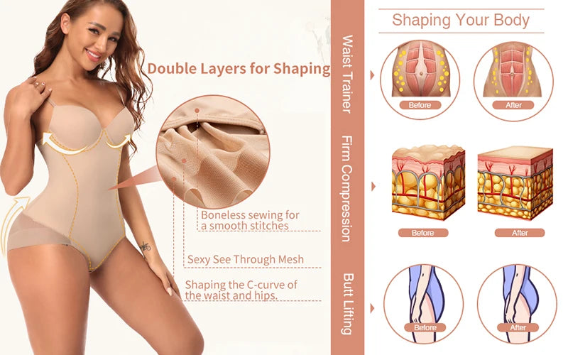 Women Slimming Bodysuits Shapewear Tops Tummy Control Invisible Body Shaper Waist Trainer Sexy Lingerie Underwear Jumpsuit by KATA - Tropical Star
