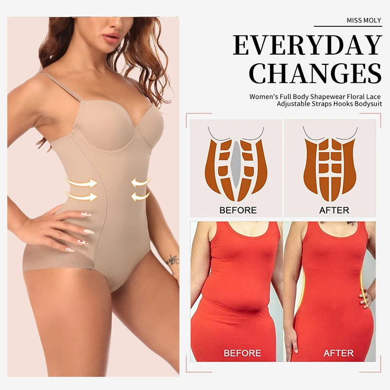 Women Slimming Bodysuits Shapewear Tops Tummy Control Invisible Body Shaper Waist Trainer Sexy Lingerie Underwear Jumpsuit by KATA - Tropical Star