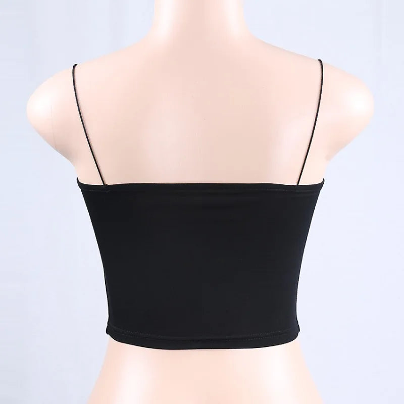 2022 New Fashion Women Spaghetti Strap Crop Top Sexy Bodycon Sleeveless Cami Tube Top Basic Plain Camisole