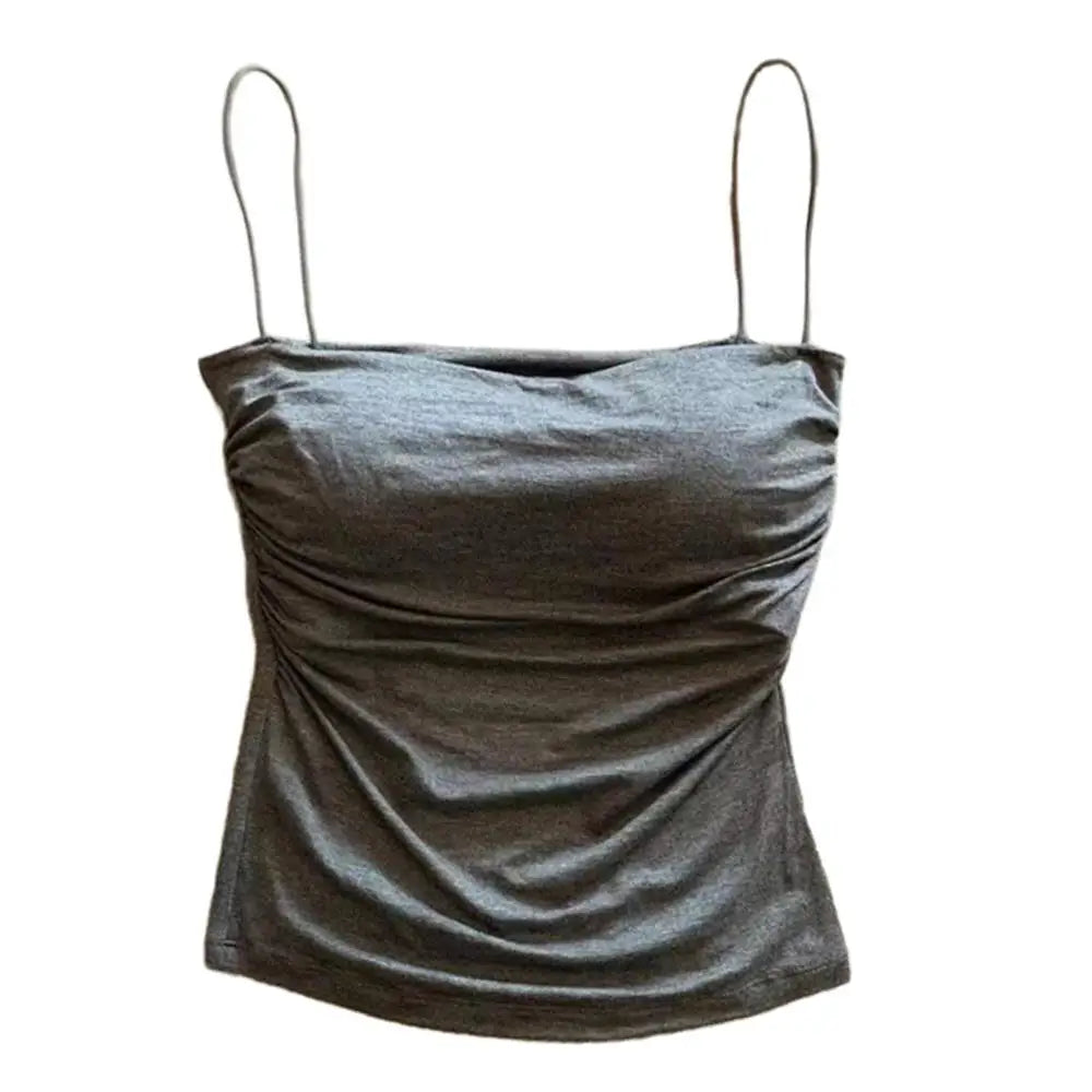 Y2K Sexy Tank Tops Women Spaghetti Strap Crop Top With Bra Bodycon Sleeveless Cami Tube Top Basic Camisole Tees Korean Clothes