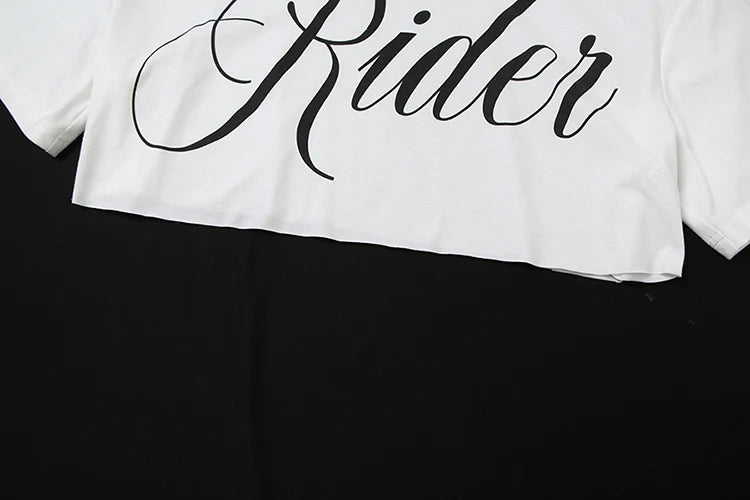 Weird Puss Letter Print Crop Tops Women Summer Trend Wild Biased Collar Street Skinny Simple Classic Streetwear Daily Soft Tees by KATA - Tropical Star