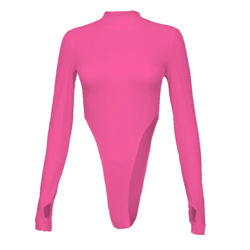Bodysuits Spring Bodys for women Long Sleeve Slim Sexy Y2k Tops half high collar Nightclub Female Clothing Fashion Onesie Qx36