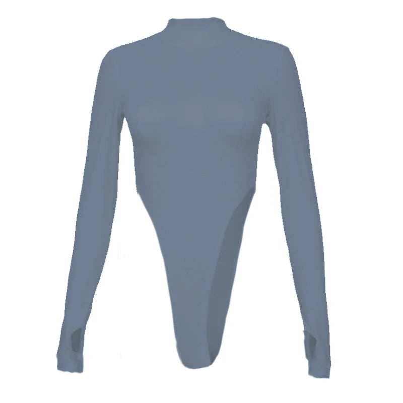Bodysuits Spring Bodys for women Long Sleeve Slim Sexy Y2k Tops half high collar Nightclub Female Clothing Fashion Onesie Qx36 by KATA - Tropical Star