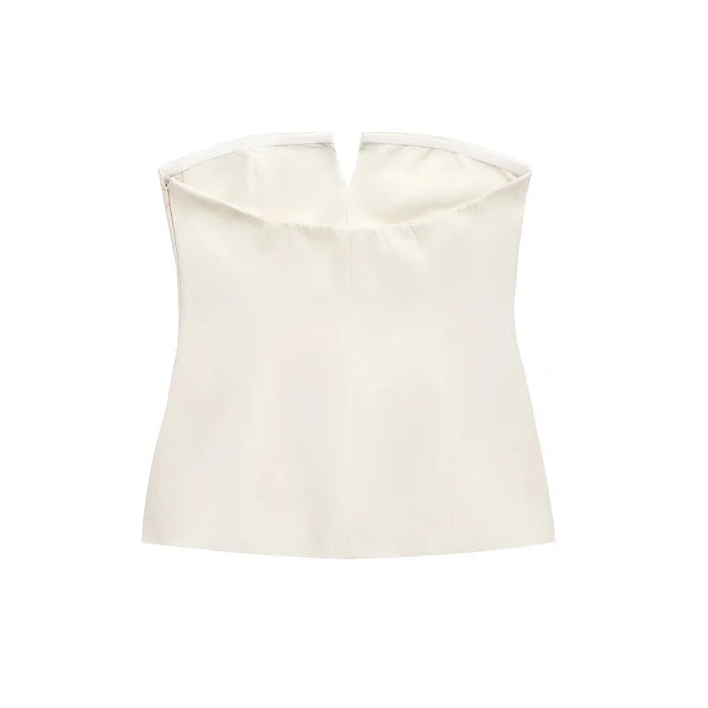 MUJER off Shoulder Tube Top Women Sexy Strapless Crop Top Woman Fashion Backless Short Tops for Women Spring Bustier Vest Top
