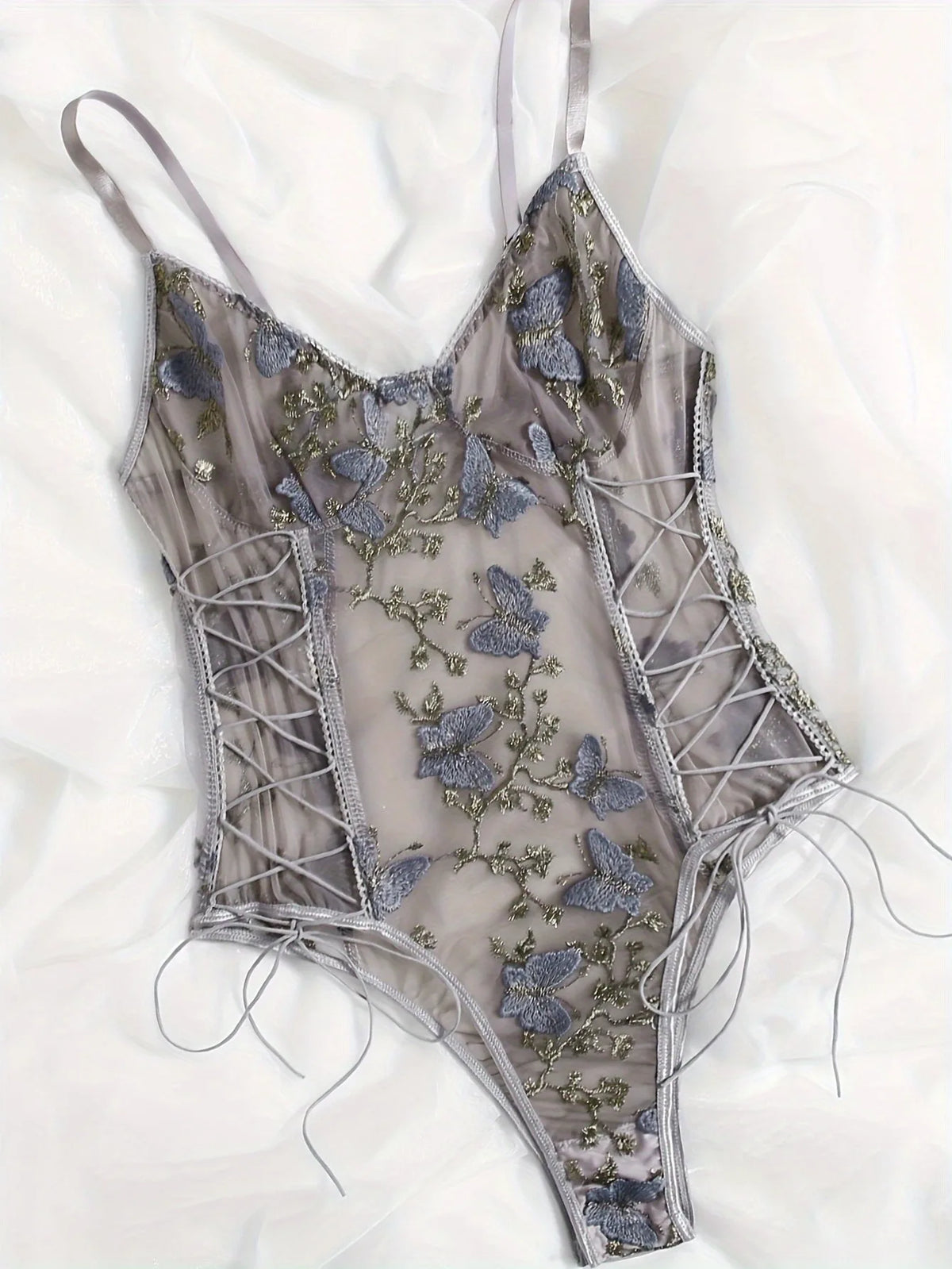 Porn Suit Floral Lace Embroidery Bodysuit Women Sexy Lingerie Bandage See Through Deep V Backless Body Suit Exotic Underwear