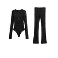 Lace Bodysuit Women's Bodysuit Auutmn Black Cutwork O-Neck Long Sleeves High Spandex Bodysuits Sexy Lingerie For Fine Women L5QW by KATA - Tropical Star