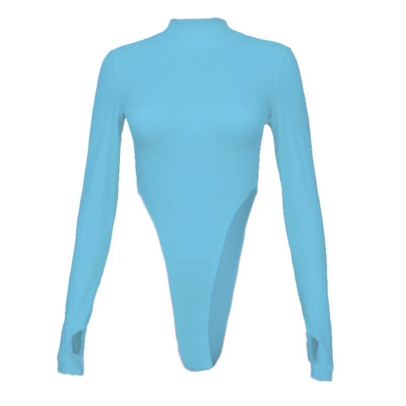 Bodysuits Spring Bodys for women Long Sleeve Slim Sexy Y2k Tops half high collar Nightclub Female Clothing Fashion Onesie Qx36
