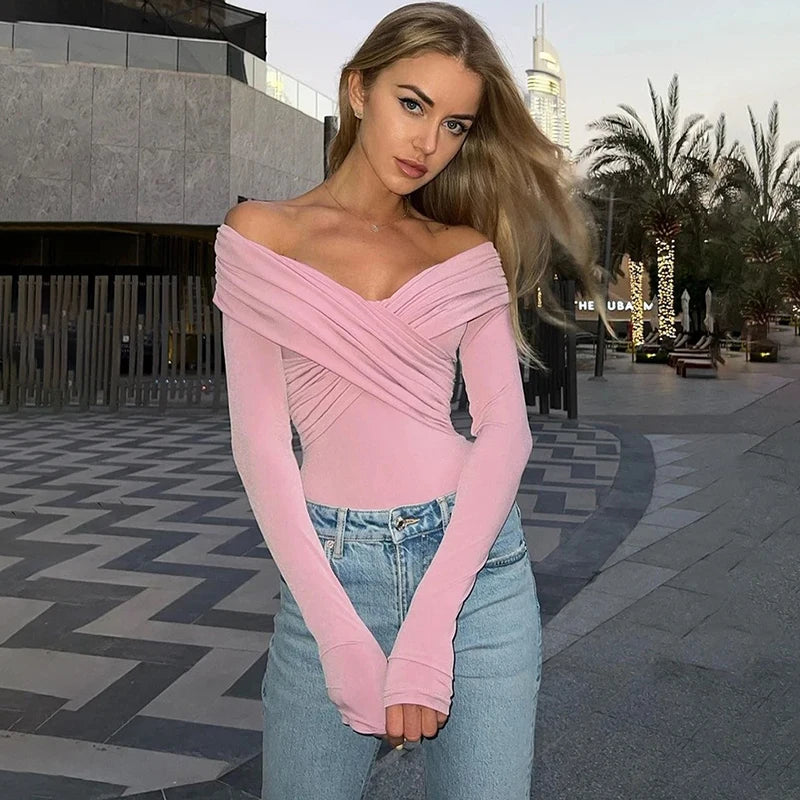 Women Bodysuits New Autumn Sexy Backless Solid Corset Slim Fashion Crossed Bodysuits Long Sleeves Casual Female Elegant Rompers