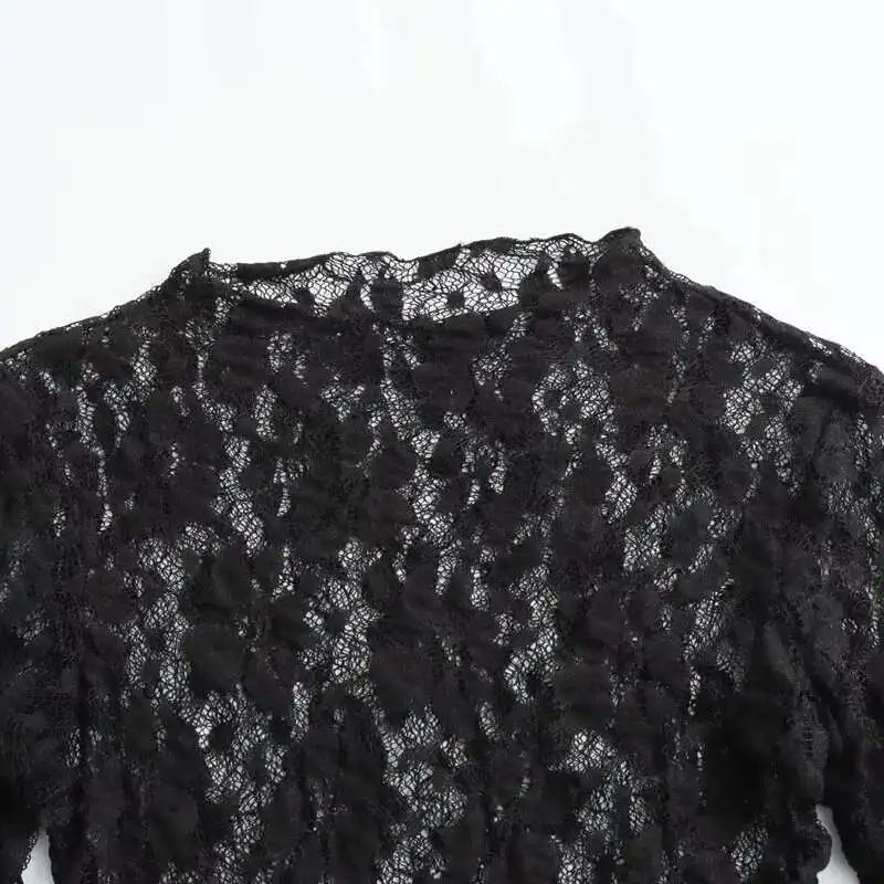 Lace Bodysuit Women's Bodysuit Auutmn Black Cutwork O-Neck Long Sleeves High Spandex Bodysuits Sexy Lingerie For Fine Women L5QW by KATA - Tropical Star