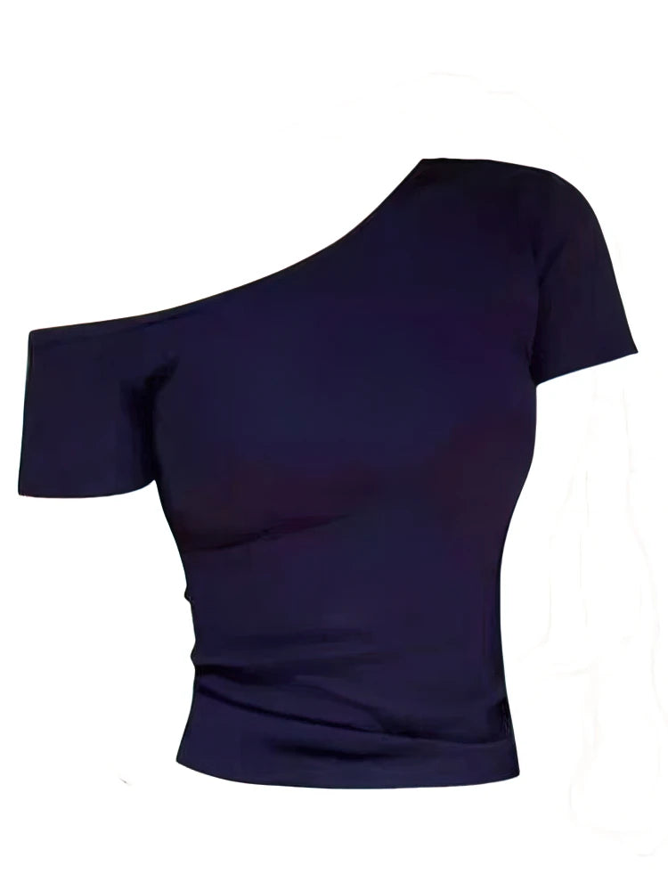 100% Ribbed Cotton Summer Off shoulder Top Women Slim fit Body Summer Short sleeve T shirt Female Sexy Basic Tees Korean Chic by KATA - Tropical Star