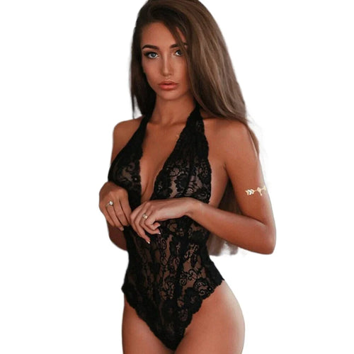 Sexy Bodysuit Erotic Lace See Through Teddy Lingere Flirting Sensual Woman Underwear Hollow Costumes Babydoll Clothes by KATA - Tropical Star