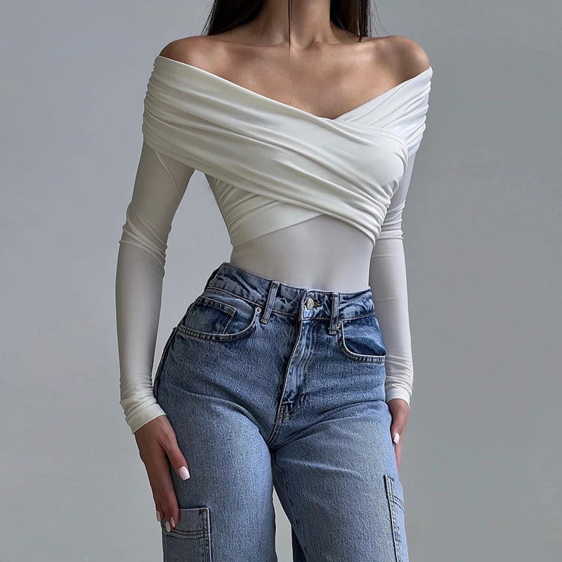 Women Bodysuits New Autumn Sexy Backless Solid Corset Slim Fashion Crossed Bodysuits Long Sleeves Casual Female Elegant Rompers by KATA - Tropical Star