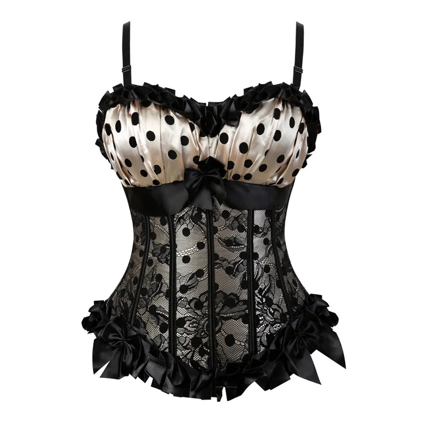 Women Corset with Straps Black Overbust Corset Plus Size Floral Jacquard Corset Zipper Top Gothic Steampunk Corset Bustier