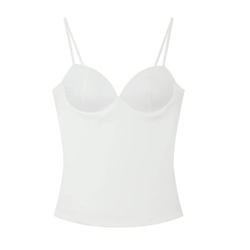 HXAO Sleeveless Crop Tops For Woman Corset Camisole Brown Top Women Bodycon Backless Sexy Tops With Straps Bustier Tank Tops by Kata