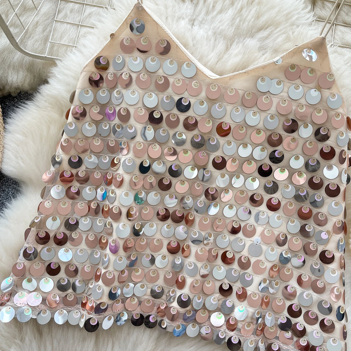 SINGREINY Sexy Sequined Club Mini Camis Sleeveless V Neck Solid Design Performance Camisoles Women Summer Hot Basics Party Tops by KATA - Tropical Star