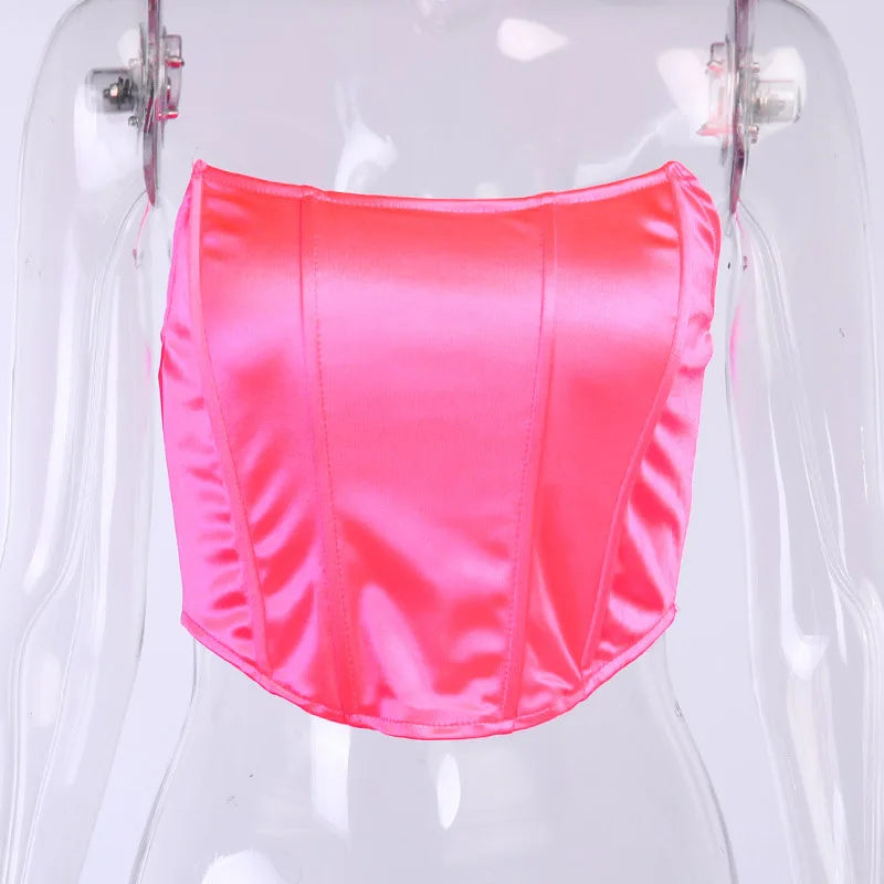 Sleeveless Off Shoulder Fashion Sexy Corset Crop Tops Vest Female Underwear Backless Bustier Top Solid by Kata