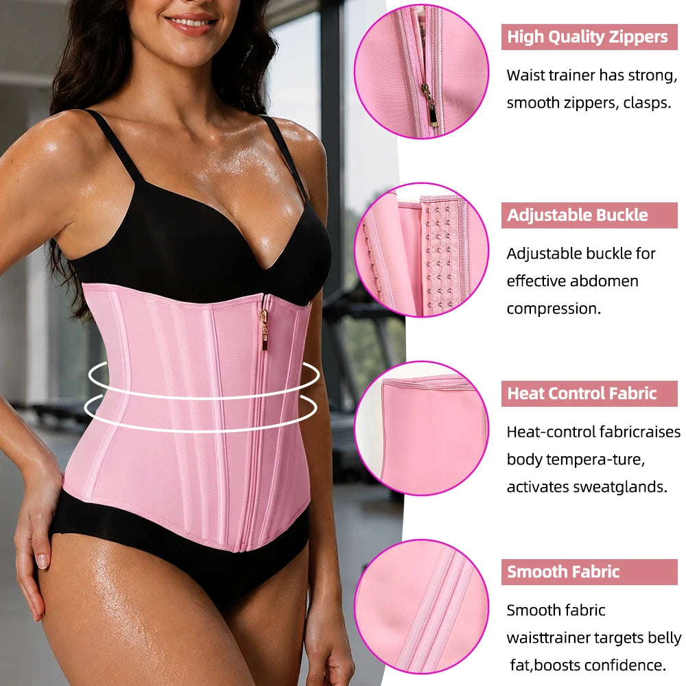 Zipper Hook Closure Basic Waist Trainer For Women Tummy Control Zipper Hook Closure Underbust Corset Cincher Hourglass Body Shaper, Back Support, 4 Steel Ribs, Suitable For Underwear And Daliwear