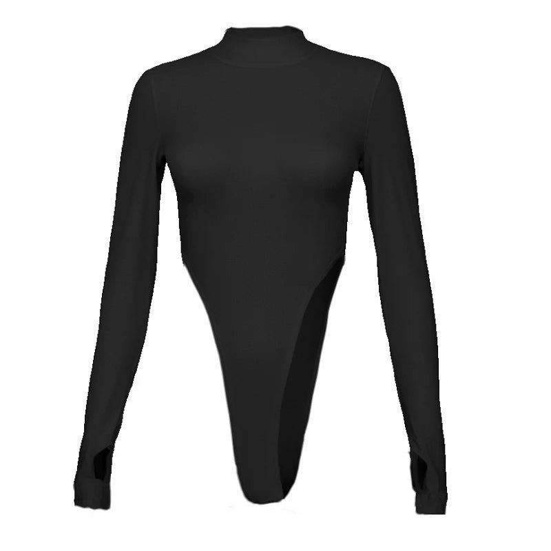Bodysuits Spring Bodys for women Long Sleeve Slim Sexy Y2k Tops half high collar Nightclub Female Clothing Fashion Onesie Qx36
