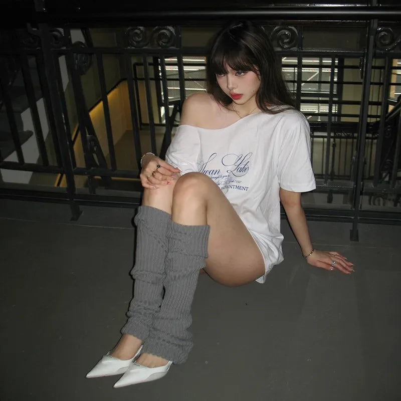 Weird Puss Slanted Dhoulders Woman T-shirt Letter Print Basic Casual Relax Soft Street Basic Classic Fashionable Slim Chic Tees by KATA - Tropical Star