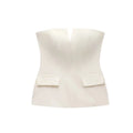 MUJER off Shoulder Tube Top Women Sexy Strapless Crop Top Woman Fashion Backless Short Tops for Women Spring Bustier Vest Top