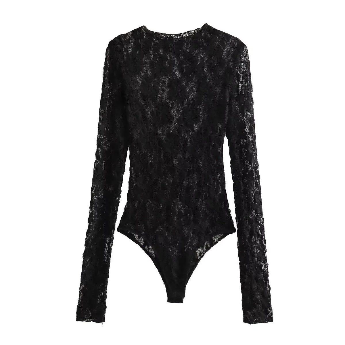 Lace Bodysuit Women's Bodysuit Auutmn Black Cutwork O-Neck Long Sleeves High Spandex Bodysuits Sexy Lingerie For Fine Women L5QW by KATA - Tropical Star