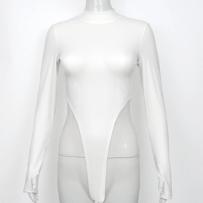 Bodysuits Spring Bodys for women Long Sleeve Slim Sexy Y2k Tops half high collar Nightclub Female Clothing Fashion Onesie Qx36 by KATA - Tropical Star