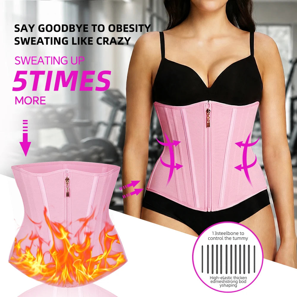 Zipper Hook Closure Basic Waist Trainer For Women Tummy Control Zipper Hook Closure Underbust Corset Cincher Hourglass Body Shaper, Back Support, 4 Steel Ribs, Suitable For Underwear And Daliwear