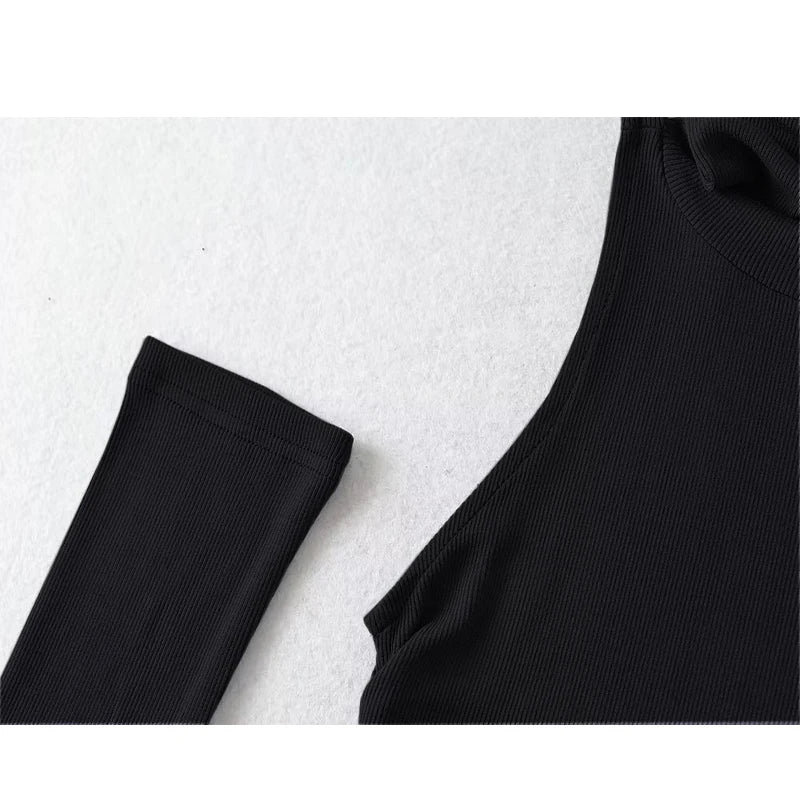 Woman Clothes Fall 2025 Tank Top Sleeve Cover Sleevless Side Pleats Turtleneck T-shirt Sexy Ribbed Knitted Tops Y2k 2529 by KATA - Tropical Star