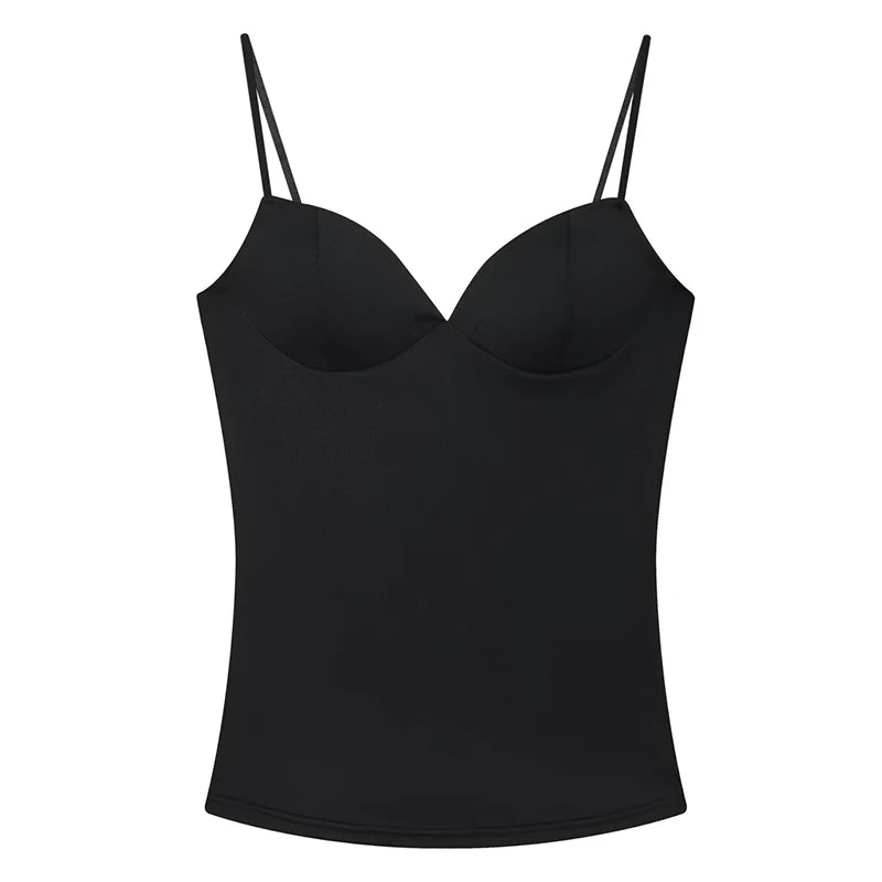 HXAO Sleeveless Crop Tops For Woman Corset Camisole Brown Top Women Bodycon Backless Sexy Tops With Straps Bustier Tank Tops by Kata