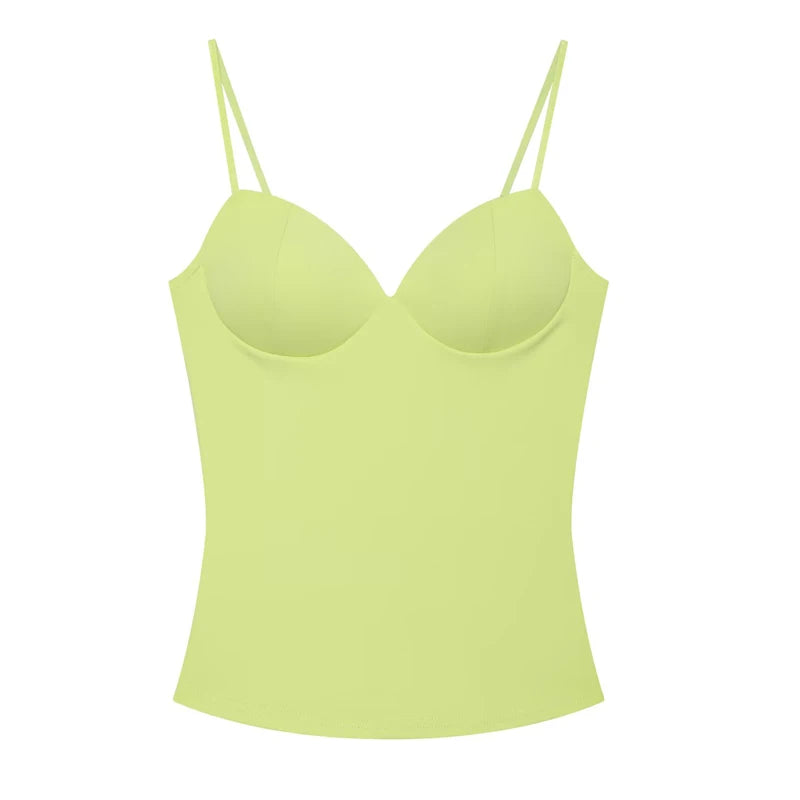 HXAO Sleeveless Crop Tops For Woman Corset Camisole Brown Top Women Bodycon Backless Sexy Tops With Straps Bustier Tank Tops by Kata