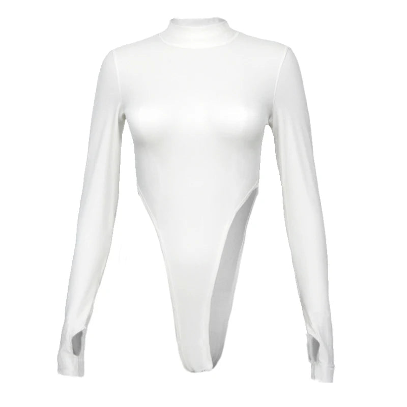 Bodysuits Spring Bodys for women Long Sleeve Slim Sexy Y2k Tops half high collar Nightclub Female Clothing Fashion Onesie Qx36 by KATA - Tropical Star