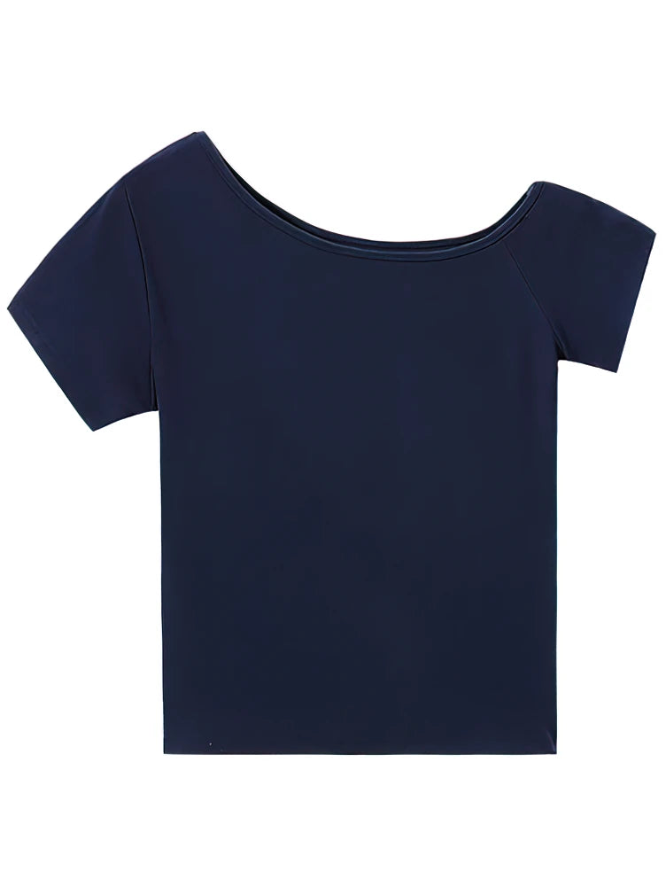 100% Ribbed Cotton Summer Off shoulder Top Women Slim fit Body Summer Short sleeve T shirt Female Sexy Basic Tees Korean Chic by KATA - Tropical Star