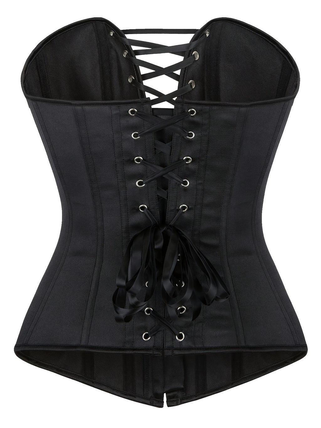 A Women's Strapless Elegant Satin Waist Cinched Tight Top, Classic Black High-end Back Tied Tight Corset, Stylish Design with a Cinched Waist and Beautiful Fit, Suitable for Party Outfits and Daily Wear