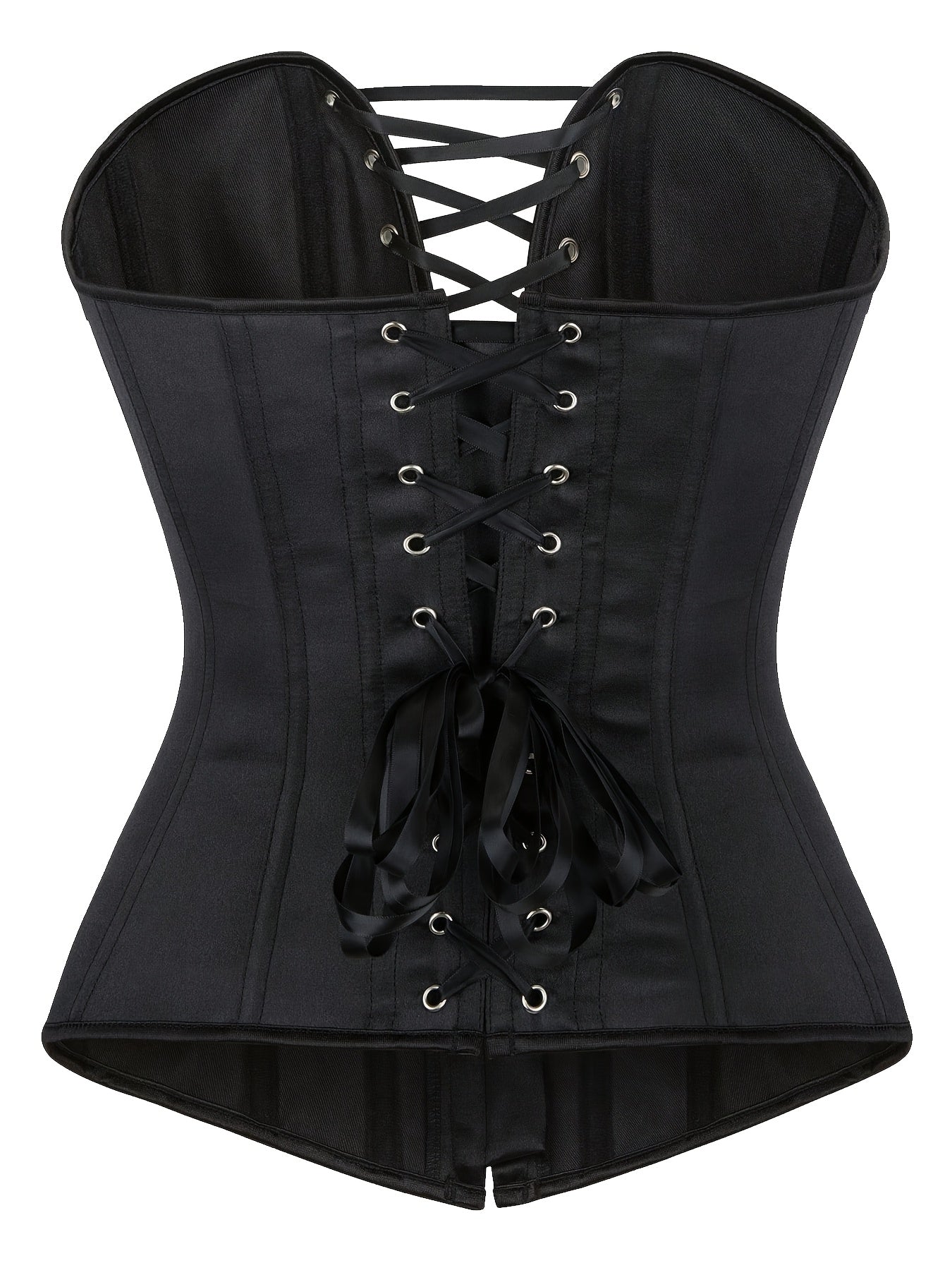 A Women's Strapless Elegant Satin Waist Cinched Tight Top, Classic Black High-end Back Tied Tight Corset, Stylish Design with a Cinched Waist and Beautiful Fit, Suitable for Party Outfits and Daily Wear