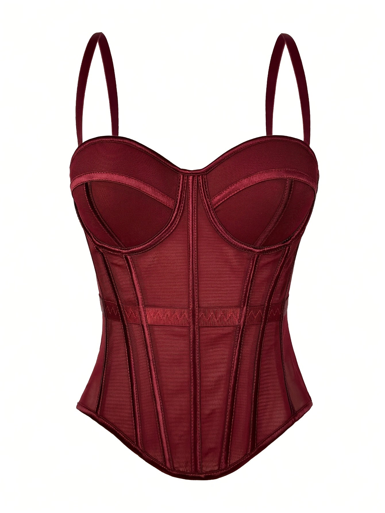 Elegant Mesh See-Through Fishbone Corset, a Fitted Bodice for Outerwear, Stylish Tight Camisole Top, Stage Performance Strap Top, Women'S Clothing